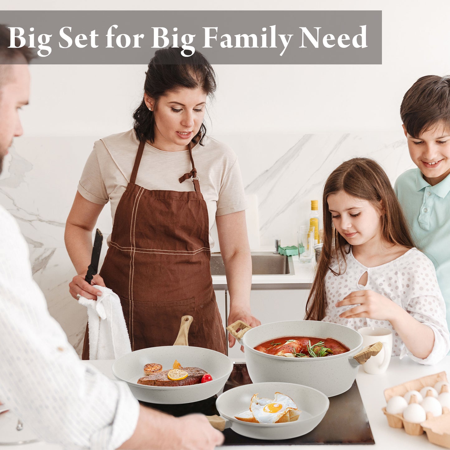 Bazova Ceramic Nonstick 24-Piece Cookware Set – Cream White