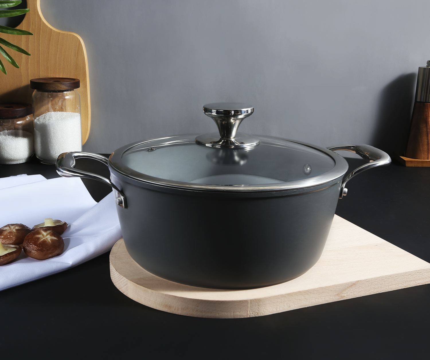 Bazova Ceramic Stock Pot Black