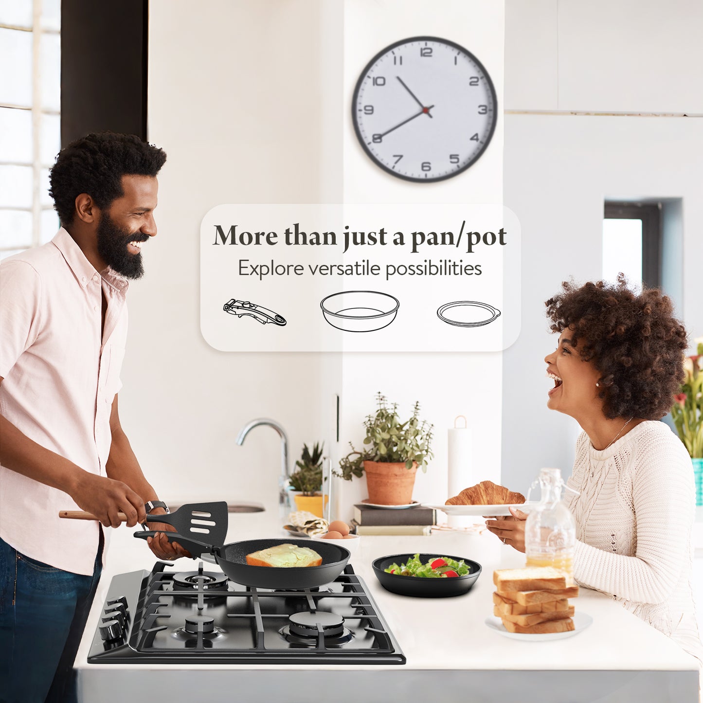 Bazova Ceramic Nonstick 19-Piece Cookware Set with Removable Handles - Black