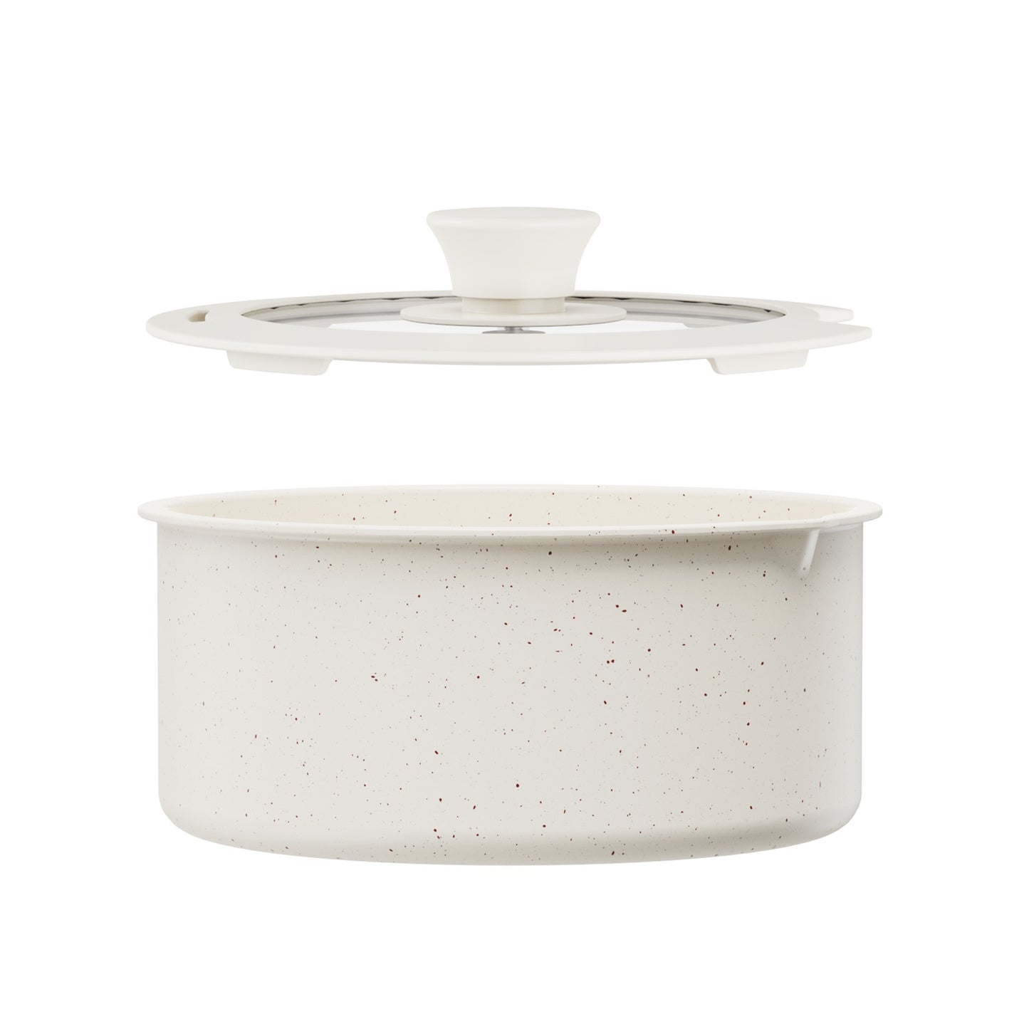 Bazova 2.1QT Saucepan with Lid, Cream White – 7" Nonstick Ceramic Small Pot for 17-Piece Cookware Set