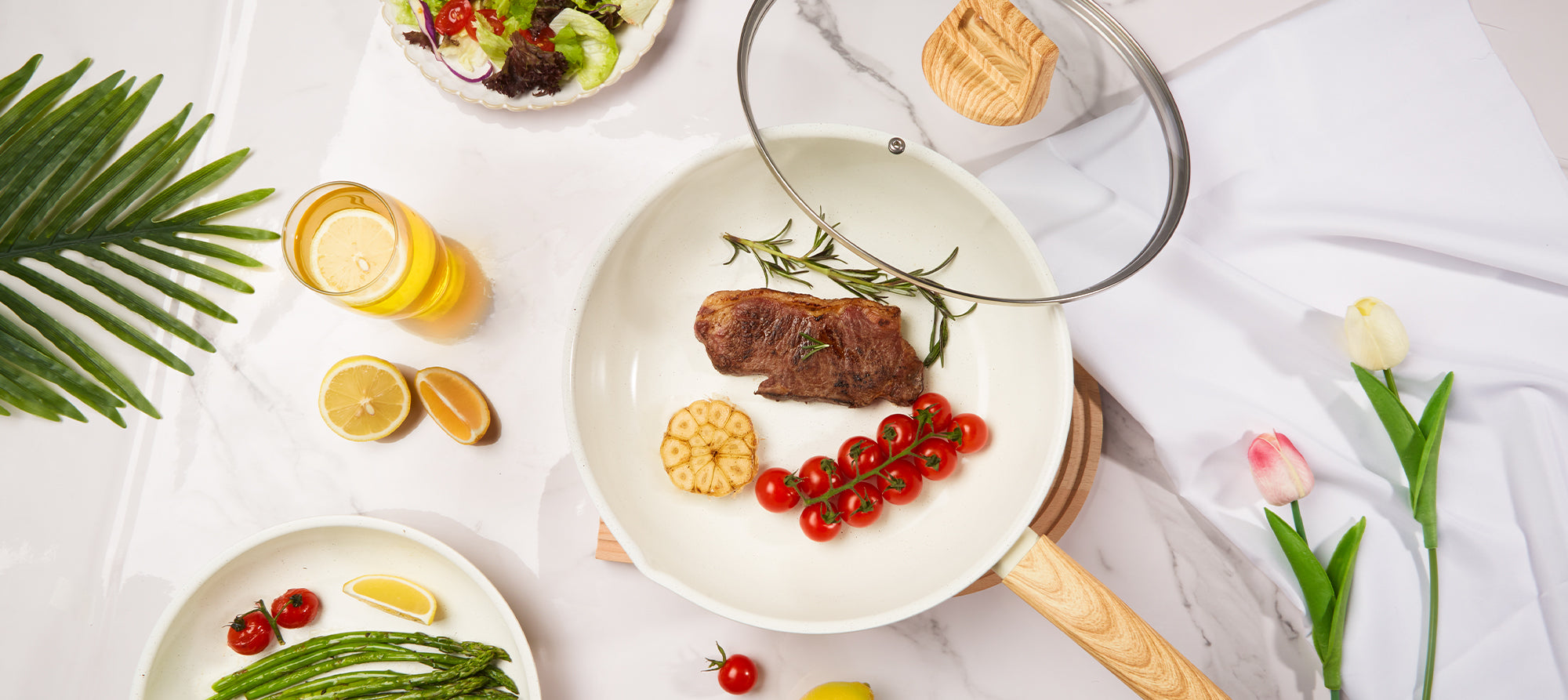 Bazova Ceramic Saute Pan White
